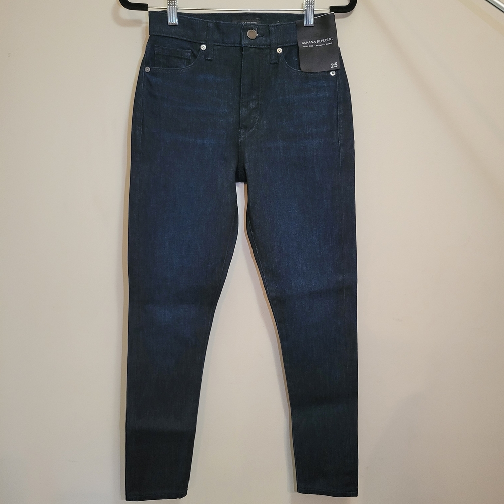 Banana Republic Women's High-Rise Dark Indigo Skinny Jeans - Picture 2 of 7